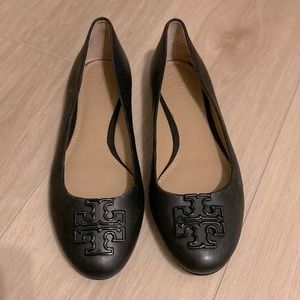 Tory Burch Black Leather Ballet Flats